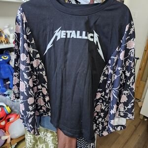 Kids Black Floral Sleeve Shirt